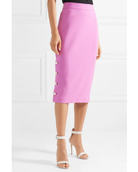 Lela Rose Faux Pearl Embellished Wool Blend Crepe Pencil Skirt