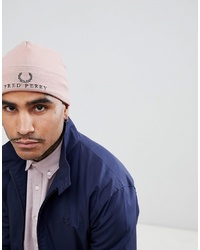 Fred Perry Jersey Logo Beanie Hat In Pink
