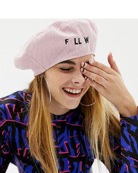 Pink Embroidered Beret