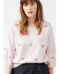 Violeta BY MANGO Floral Embroidery Blouse
