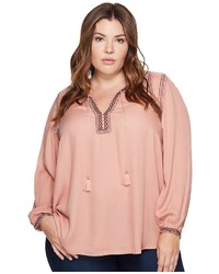 Lucky Brand Plus Size Embroidered Boho Blouse Clothing