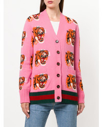 Gucci Tiger Face Embroidered Cardigan