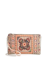 Sole Society Embroidered Zip Clutch