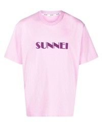 Sunnei Embroidered Logo Cotton T Shirt