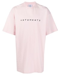Vetements Friendly Logo Embroidered Cotton T Shirt