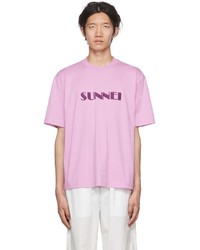 Sunnei Purple Embroidered T Shirt