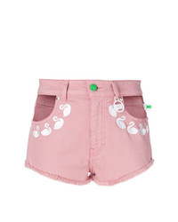 Gcds Embroidered Flamingos Denim Shorts
