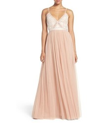 Pink Embroidered Evening Dress