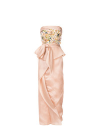 Marchesa Embroidered Wrap Maxi Dress