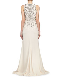 Alexander McQueen Magic Hand Embroidered Crepe Column Gown