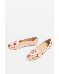 Topshop Sugar Embroidered Slip On Flat Shoes