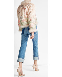 Alexander McQueen Embroidered Silk Jacket With Feathers