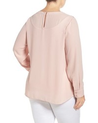 Vince Camuto Plus Size Embroidered Lace Yoke Blouse