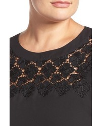 Vince Camuto Plus Size Embroidered Lace Yoke Blouse