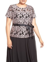 Alex Evenings Plus Size Short Sleeve Embroidered Lace Blouse