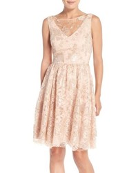 Vera Wang Sequin Embroidered Lace Fit Flare Dress