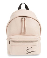 Pink Embroidered Leather Backpack