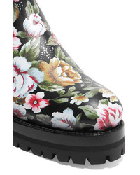Alexander McQueen Embroidered Printed Leather Chelsea Boots Pink