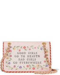 Moschino Good Girls Go To Heaven Embroidered Leather Shoulder Bag Pink