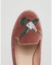 Asos Merlot Embroidered Loafer Flat Shoes