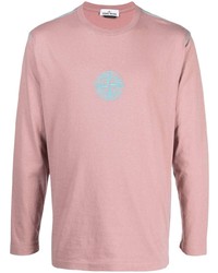 Pink Embroidered Long Sleeve T-Shirt