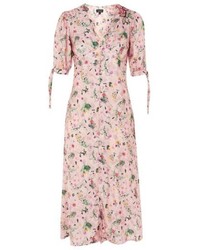 Topshop Floral Applique Print Midi Dress