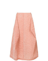 Pink Embroidered Midi Skirt