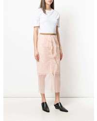 Sacai Embroidered Sheer Midi Skirt