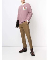 Kent & Curwen Embroidered Rose Long Sleeved Polo Shirt