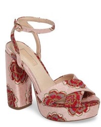 Pink Embroidered Sandals
