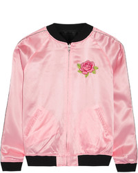 Opening Ceremony Cash Reversible Embroidered Silk Satin Jacket Pastel Pink