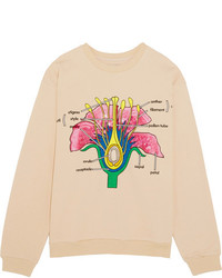 Christopher Kane Botanical Embroidered Cotton Jersey Sweatshirt Antique Rose