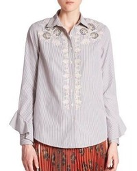 Suno Embroidered Button Front Shirt