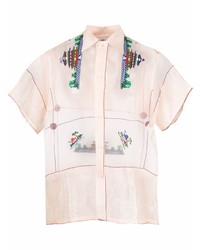 Bode Pagoda Embroidered Sheer Shirt