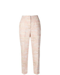 Pink Embroidered Skinny Pants