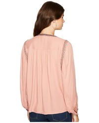 Lucky Brand Embroidered Peasant Top Long Sleeve Pullover