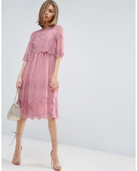 Pink Embroidered Swing Dress