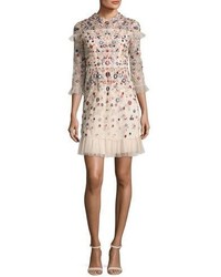 Needle & Thread Posy Embroidered Tulle Dress Pink