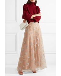 Burberry Sybilla Embroidered Tulle Maxi Skirt