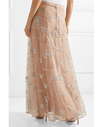 Burberry Sybilla Embroidered Tulle Maxi Skirt