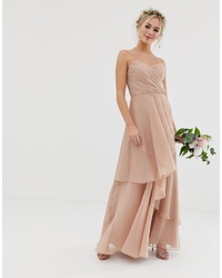 ASOS DESIGN Bridesmaid Maxi Bandeau Dress With Soft Layered Skirt