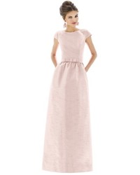 Alfred Sung Cap Sleeve Dupioni Full Length Dress