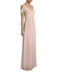Laundry by Shelli Segal Cold Shoulder Shirred Gown