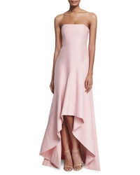 Halston Heritage Strapless Structured High Low Gown Lotus