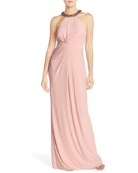 Adrianna Papell Jewel Neck Jersey Gown