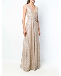 Talbot Runhof Metallic Wrap Dress