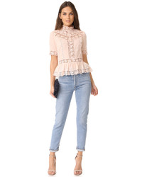 Rebecca Taylor Short Sleeve Eyelet Top