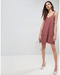 Asos Overall Mini Swing Dress With Eyelet Detail