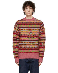 Pink Fair Isle Crew-neck Sweaters for Men | Lookastic