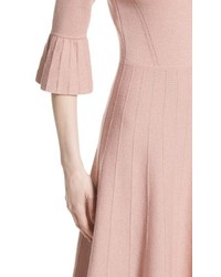 Lela Rose Metallic Knit Fit Flare Dress